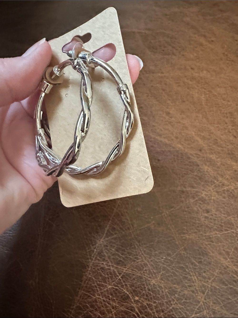 Silver Twisted Hoop pierced Earrings